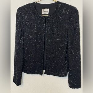 Sean collection jacket silk beaded cocktail 100% silk vintage sz small